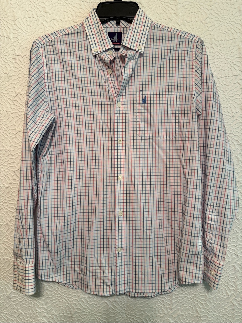 johnnie-O Boys’ Prep-Formance Blue & Pink Plaid Button-Down Shirt, boys’ 14